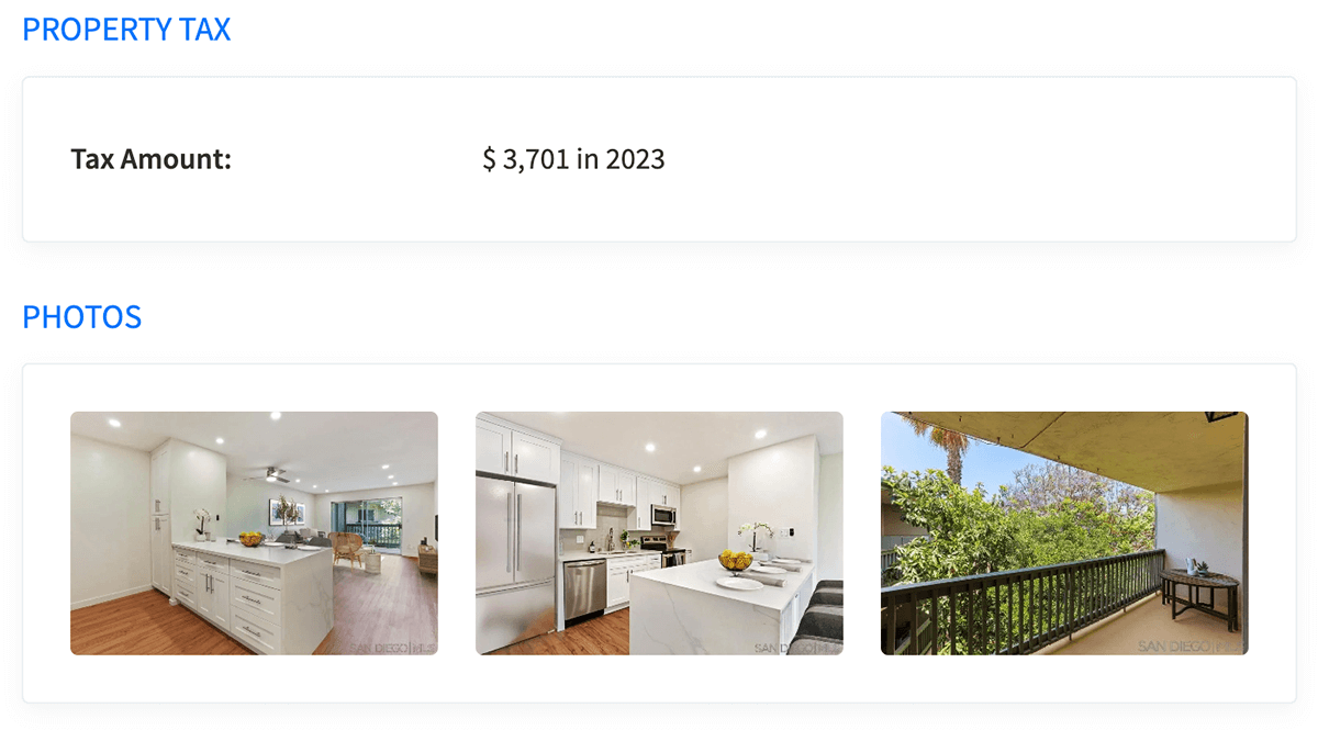 Import property info, valuation and photos directly from public records & active listings
